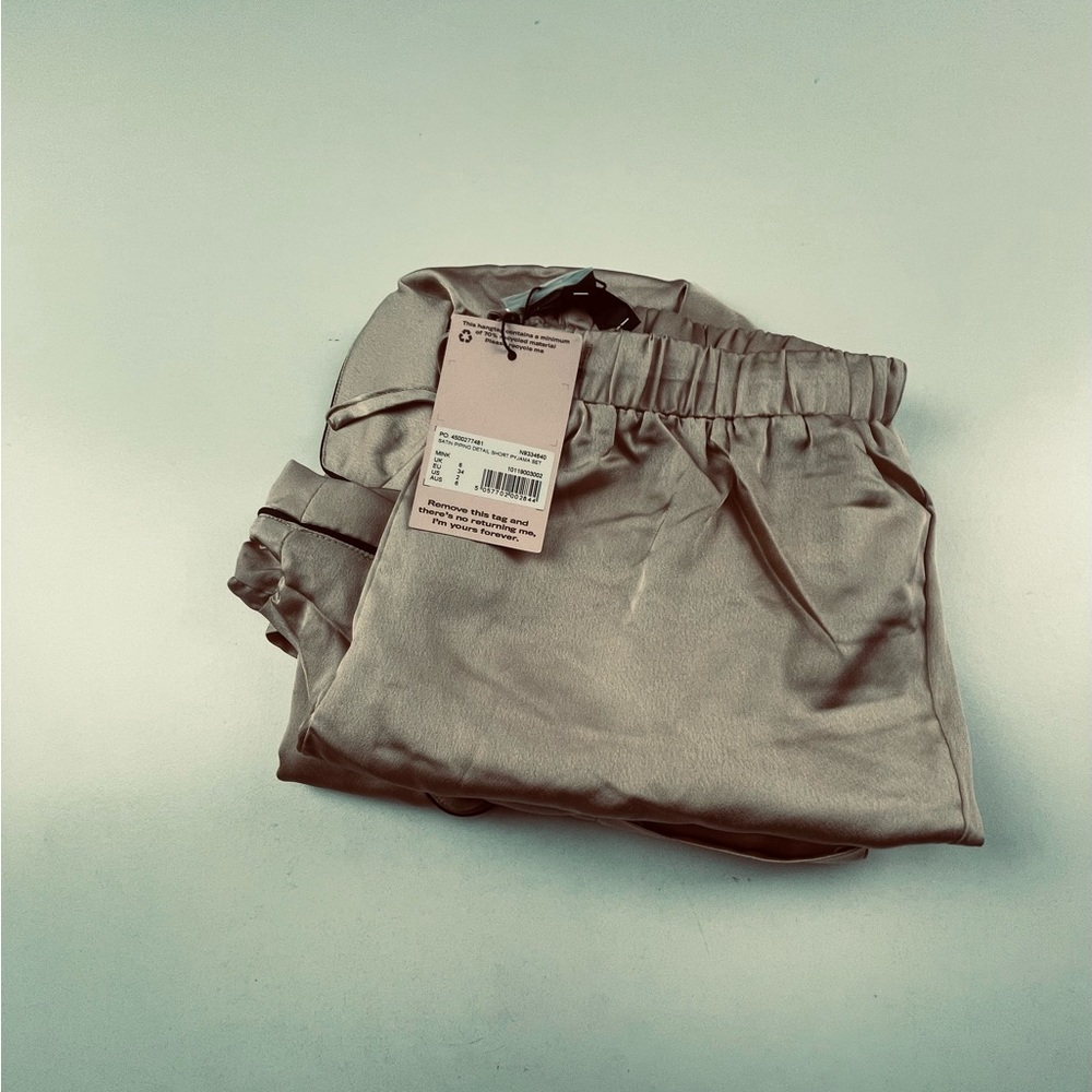 SATIN PIPING DETAIL SHORT PYJAMA SETmint - Picture 6 of 6